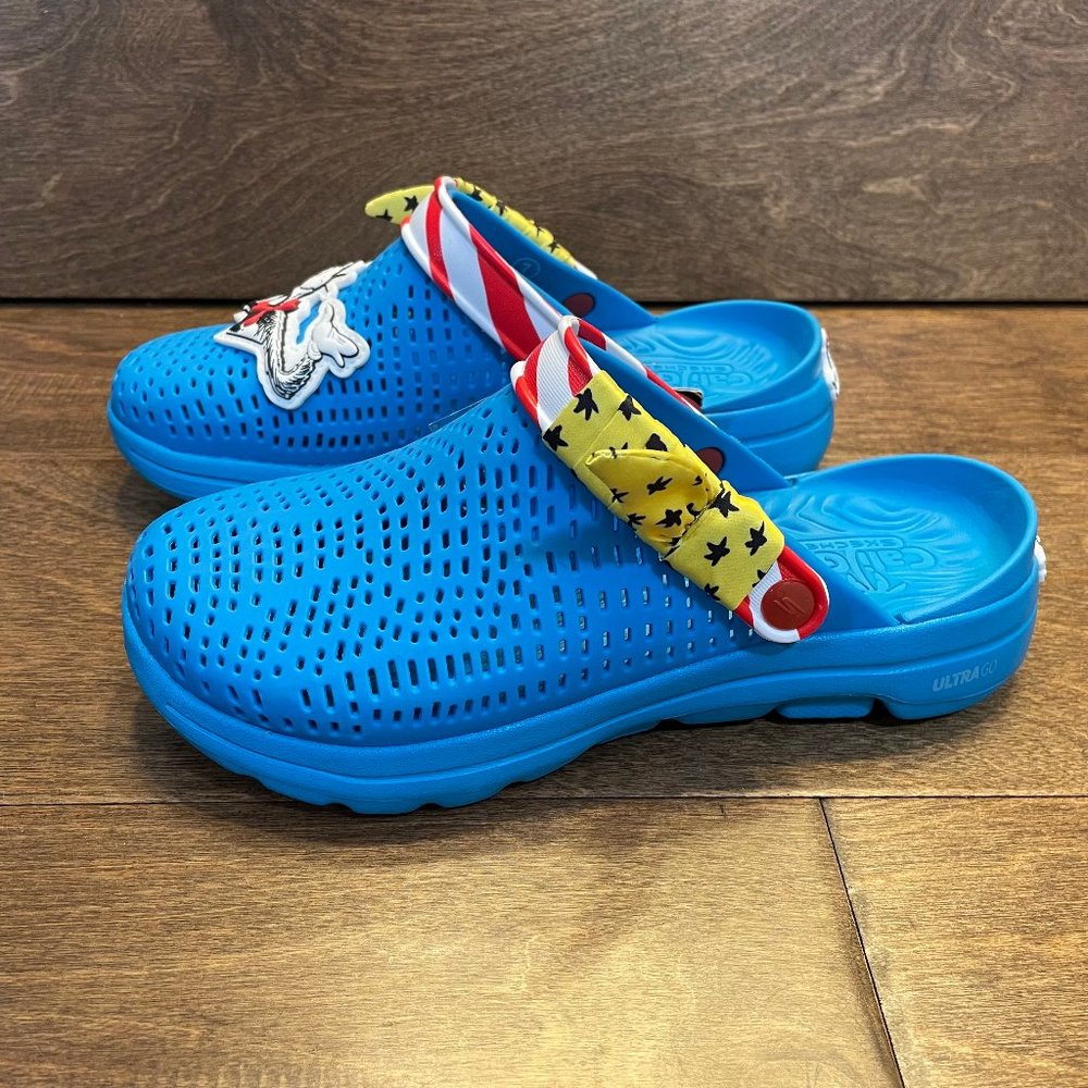 NEW Dr Seuss Cali Gear Cat in the Hat Skechers Nurse's Blue Clogs Women's Size 7